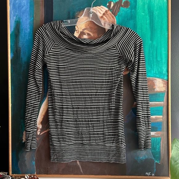 Lucky Brand Black and White Striped Top XS - Picture 1 of 14